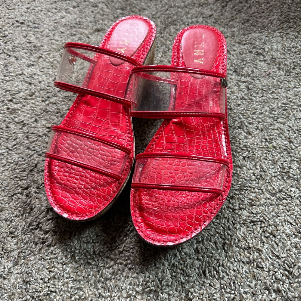DKNY slide sandals.